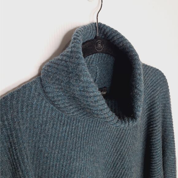Eskandar Ribbed Cashmere Sweater Funnel Neck Turtleneck Oversized Scotland Green - Picture 7 of 13